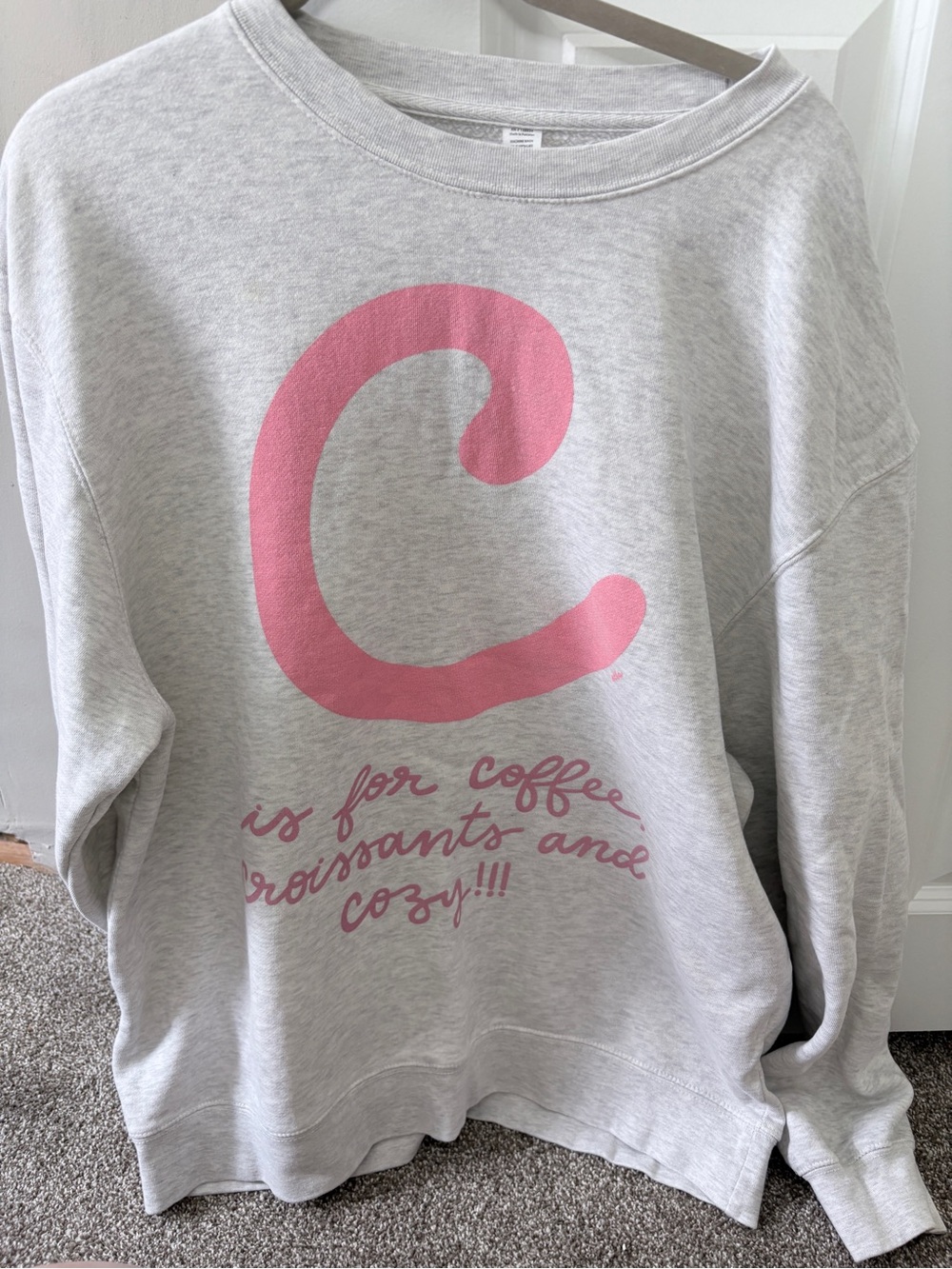 Cozy Pink and Gray Women's Crewneck - Picture 2 of 3